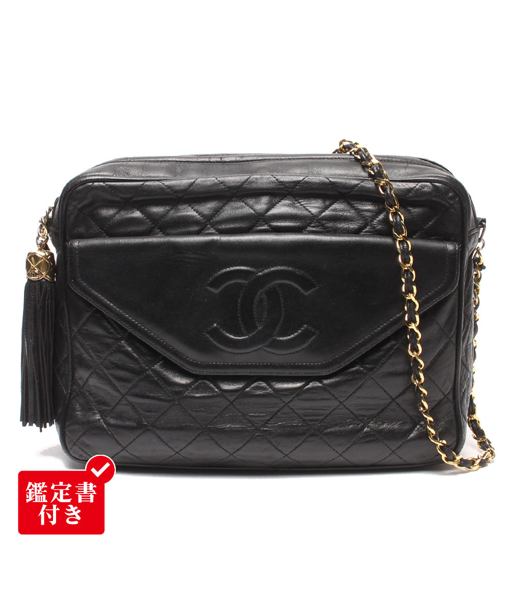 CHANEL チェーンショルダーバッグ 肩掛け 斜め掛け ラムスキン ゴールド金具 マトラッセ 1番台 レディース シャネル