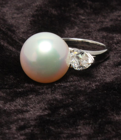 美品 リング 指輪 PT900 南洋パール 13.7mm ダイヤ 1.01ct レディース SIZE 13号