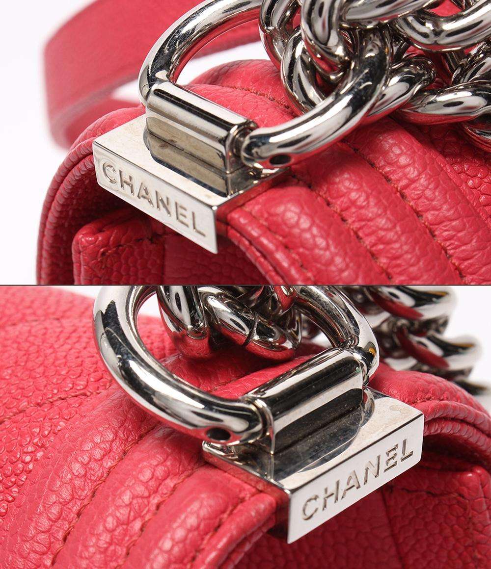 美品 CHANEL チェーンショルダーバッグ シルバー金具 キャビアスキン ボーイシャネル25 レディース シャネル