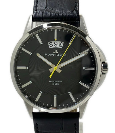 美品 JACQUES LEMANS 腕時計 クオーツ ブラック 1-1540 メンズ ジャックルマン