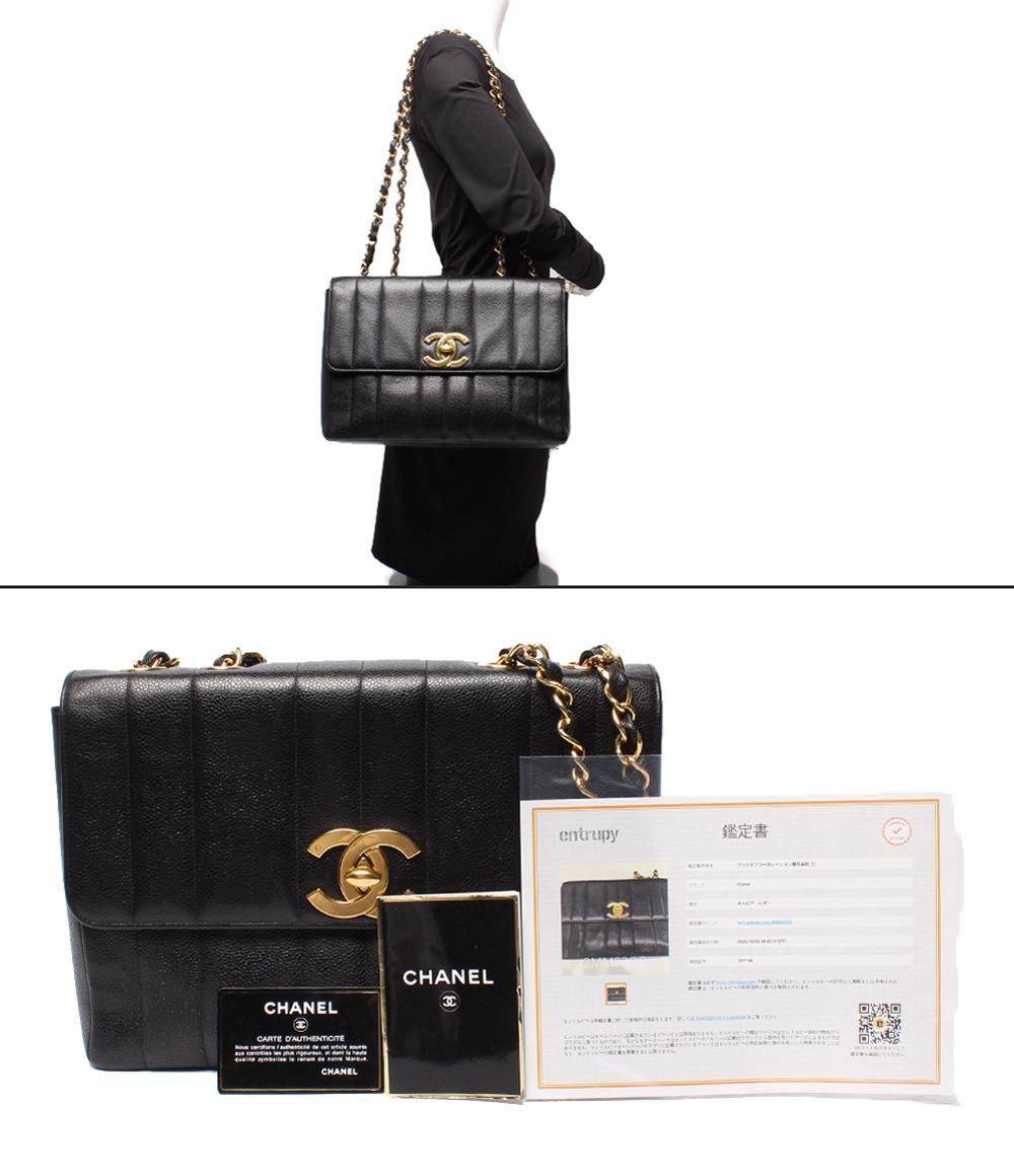 シャネル チェーンショルダーバッグ ダブルチェーン ゴールド金具 キャビアスキン 3番台 肩掛け マドモアゼル レディース CHANEL CHANEL チェーンショルダーバッグ ダブルチェーン ゴールド金具
