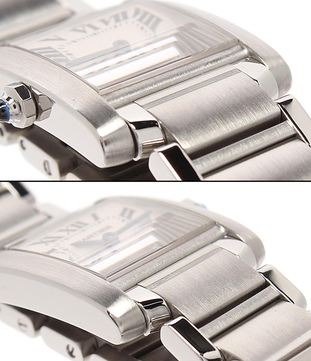 美品 Cartier 腕時計 タンク フランセーズSM クオーツ ホワイト W51008Q3 レディース カルティエ