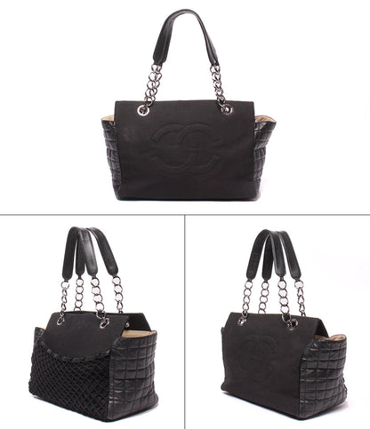 CHANEL チェーントートバッグ ショルダーバッグ 肩掛け シルバー金具 8番台 チョコバー レディース シャネル