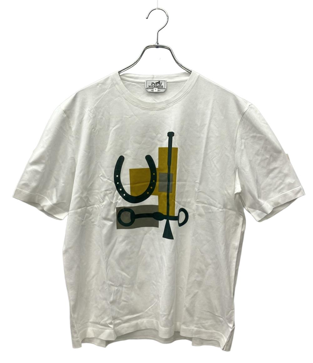美品 HERMES 半袖Tシャツ 馬具プリント エッグバッド ウィップ メンズ SIZE XL エルメス