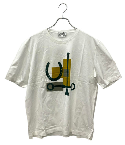美品 HERMES 半袖Tシャツ 馬具プリント エッグバッド ウィップ メンズ SIZE XL エルメス
