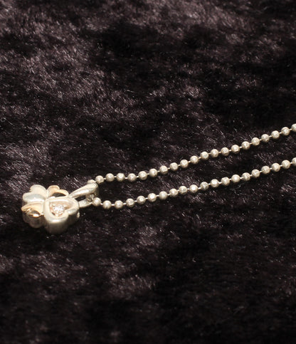 courreges ネックレス K18 SV ダイヤ 0.01ct クローバーモチーフ レディース クレージュ