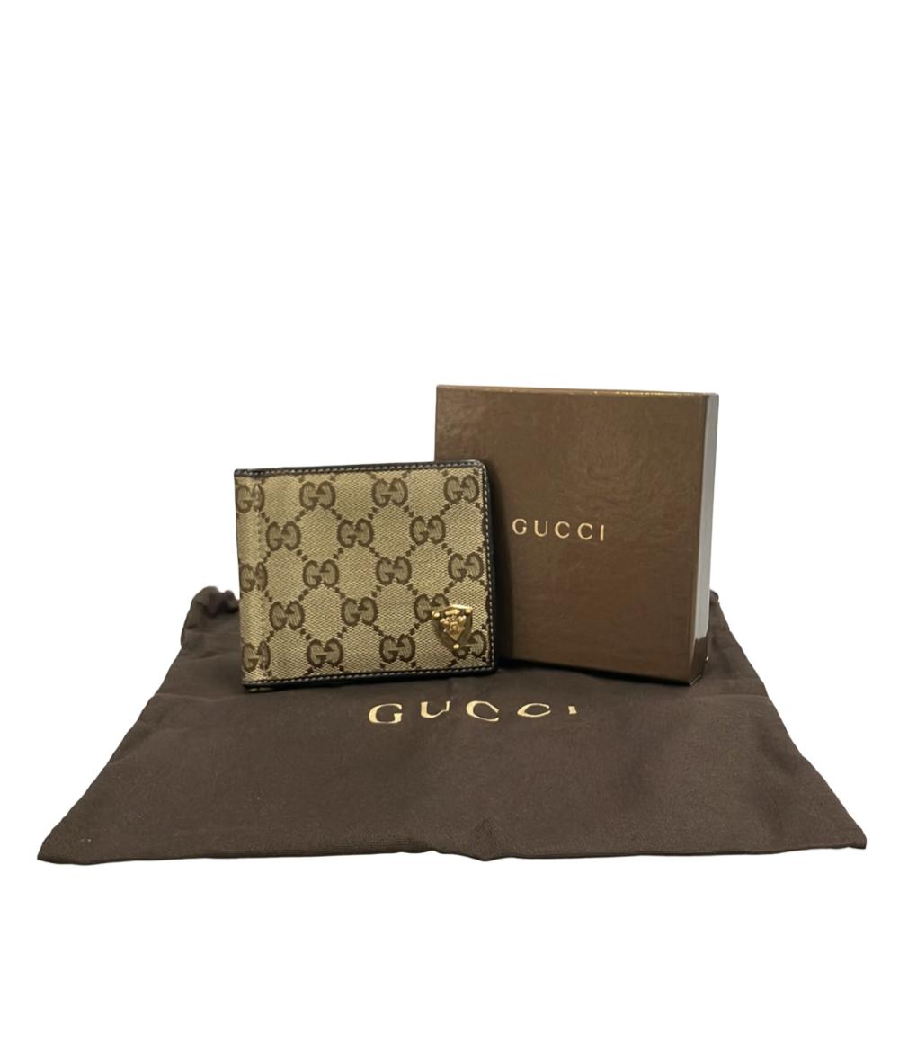 GUCCI 二つ折り財布 カードケース マネークリップ付き GGキャンバス