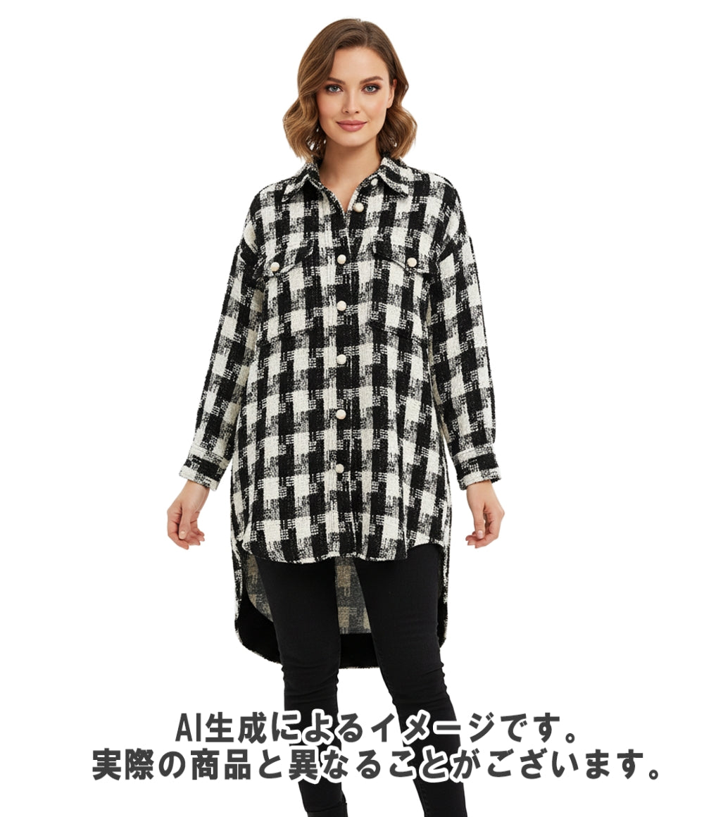 MADISON BLUE ジャケット 長袖 ビッグシルエット チェック柄 ツイード生地 パールボタン BIG CPO CHECK TWEED MB221-1012 レディース SIZE 00 (XS)