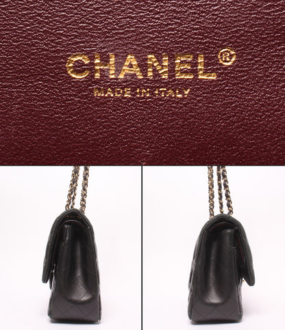 CHANEL チェーンショルダーバッグ 肩掛け ラムスキン ダブルフラップ ダブルチェーン ゴールド金具 マトラッセ レディース シャネル