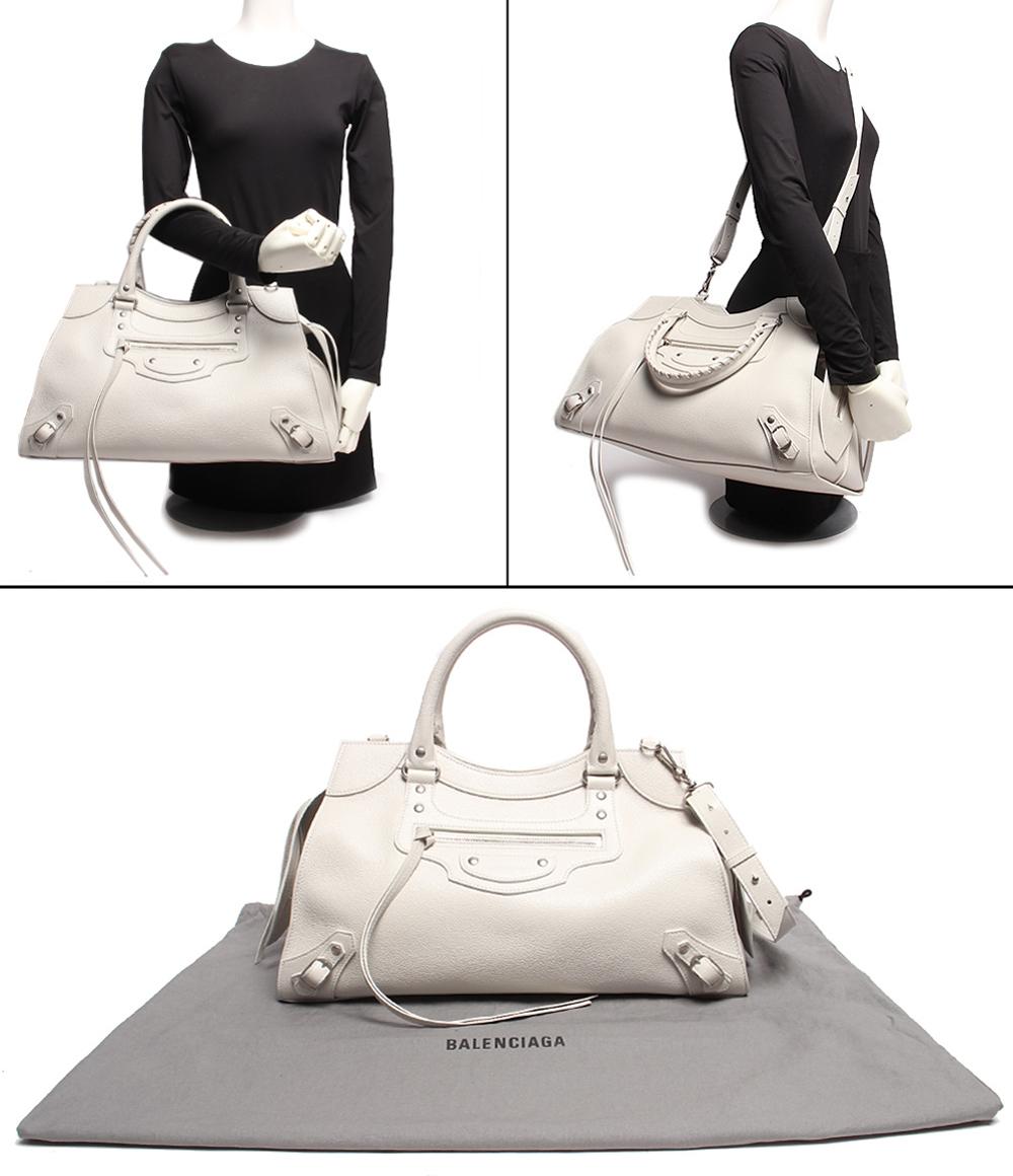 バレンシアガ 2way レザー ハンドバッグ ショルダーバッグ シルバー金具 Neo Classic City ネオ クラシック シティ カーフレザー チャンキーホワイト