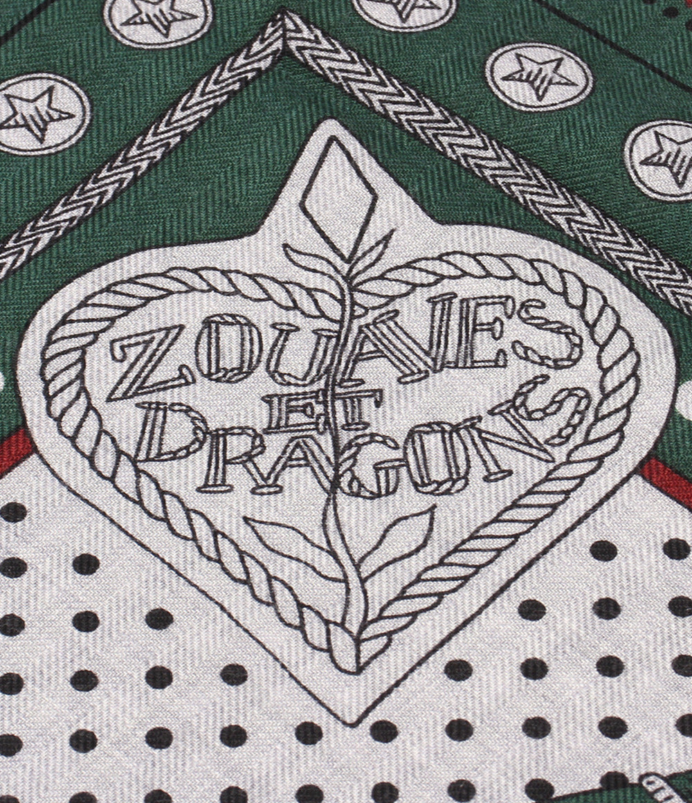 美品 HERMES ストール カレ140 カレジェアン ZOUAVES ET DRAGONS レディース エルメス