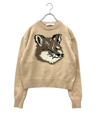 MAISON KITSUNE 長袖ニット ビッグフォックスヘッド プルオーバー hw00519kt1016 レディース SIZE XS メゾンキツネ