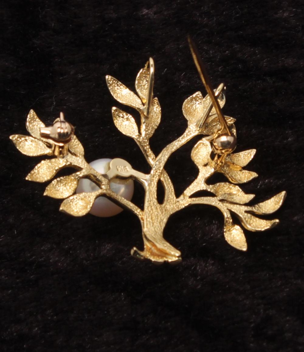 ブローチ ペンダントトップ K18 パール 6.9mm フラワーモチーフ