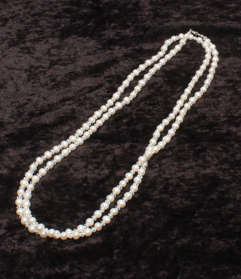 美品 ロングネックレス SV925 淡水パール 5-6mm レディース