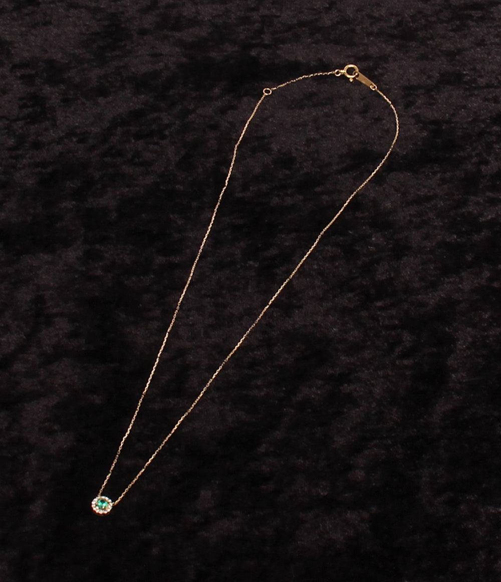 美品 VENDOME AOYAMA ネックレス K18 エメラルド ダイヤ 0,04ct レディース ヴァンドームアオヤマ