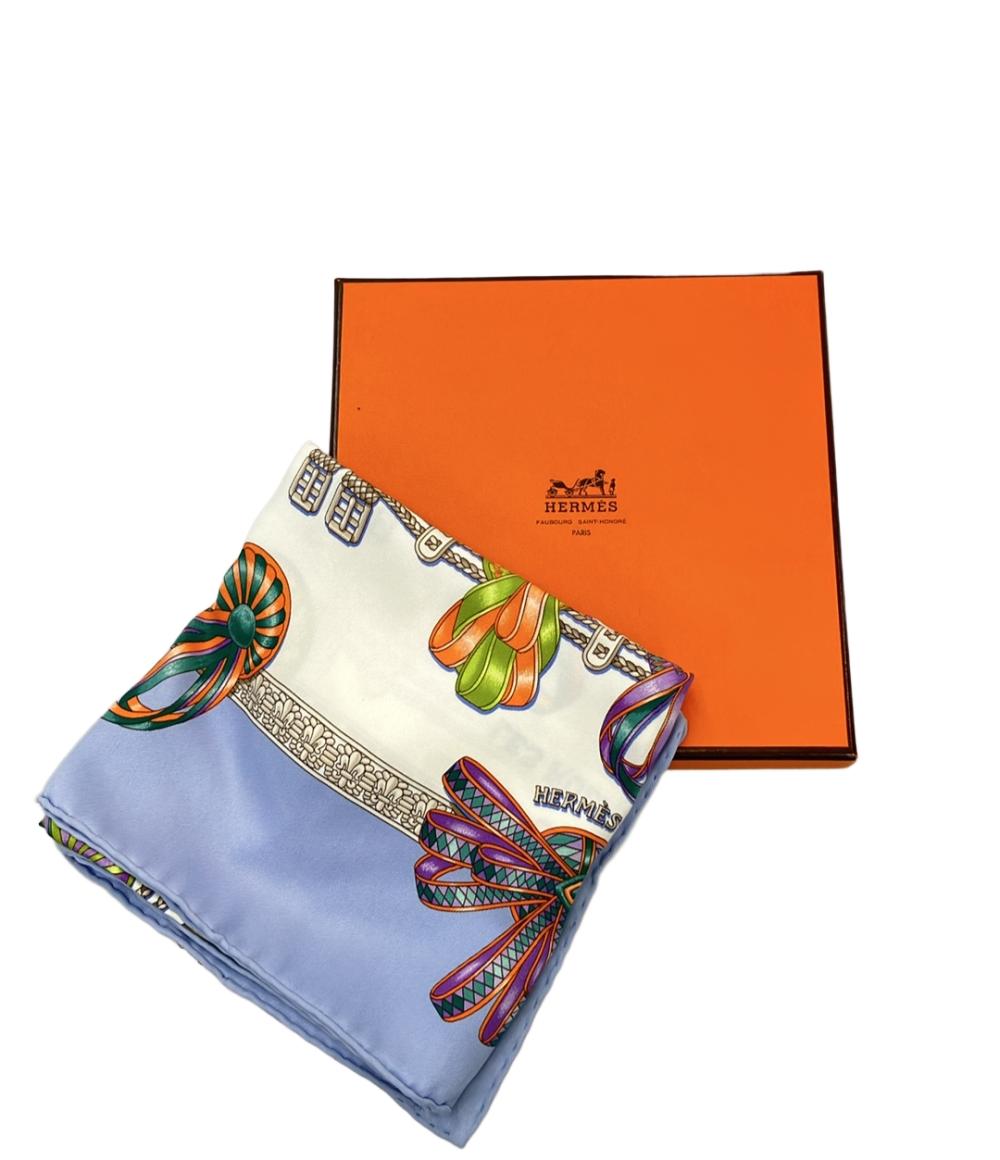 HERMES スカーフ カレ70 シルク 100% LES RUBANS DU CHEVAL レディース