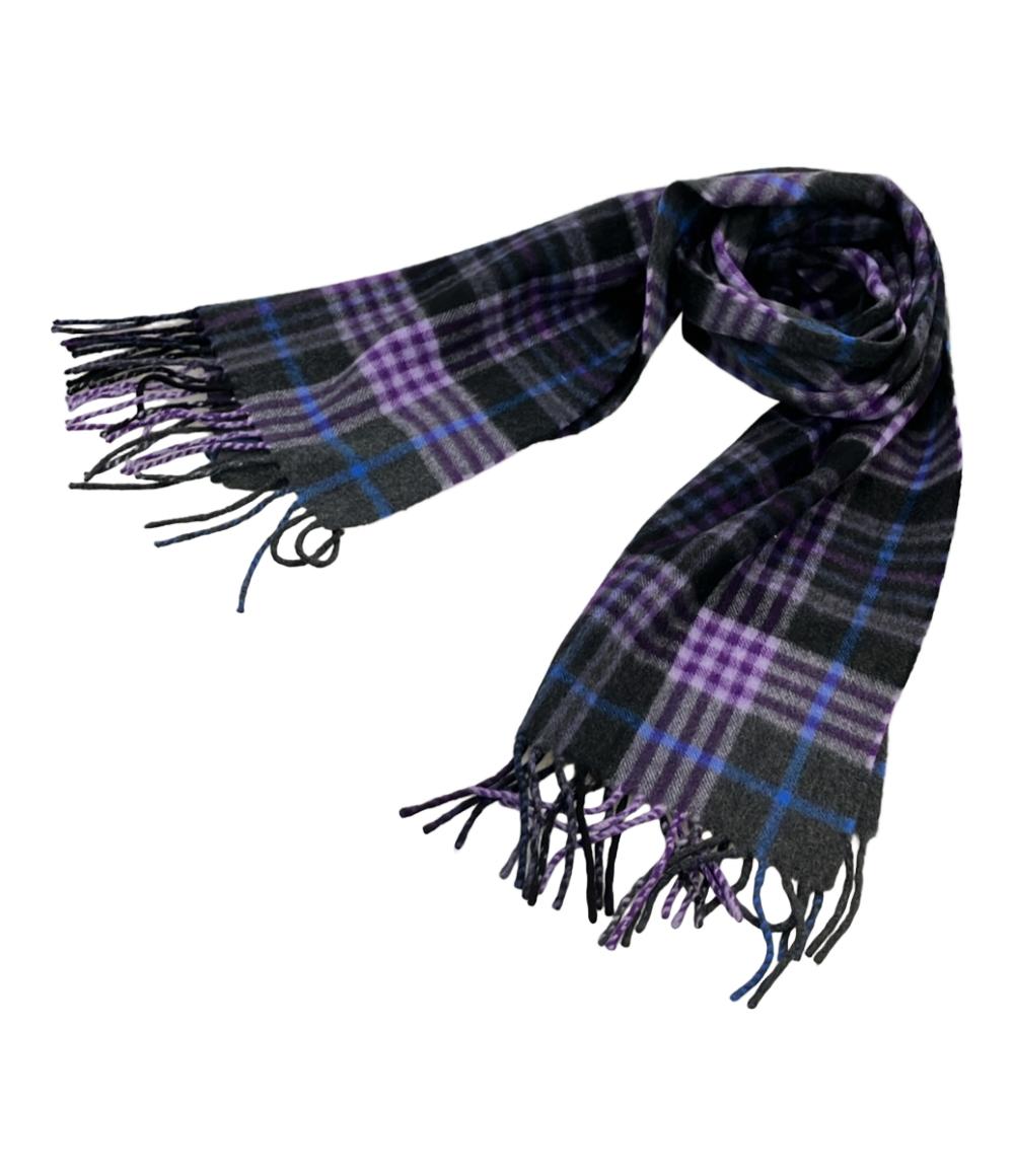 BEGG & CO マフラー - 黒x紺x紫系等(ストライプ) 【古着】【中古】 美品 ベグユナイテッドアローズ マフラー チェック柄 メンズ BEGG for