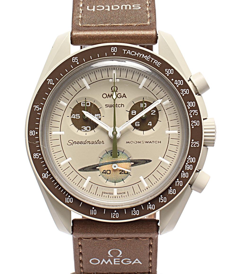 OMEGA Swatch 腕時計 MISSON TO SATURN MOONSWATCH クオーツ グレー ユニセックス オメガ スウォッチ