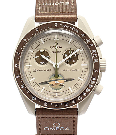 OMEGA Swatch 腕時計 MISSON TO SATURN MOONSWATCH クオーツ グレー ユニセックス オメガ スウォッチ