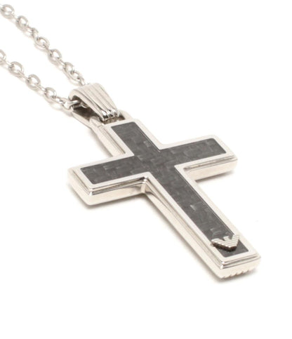 美品 Emporio Armani ネックレス カーボンクロス リバーシブル メンズ エンポリオ・アルマーニ