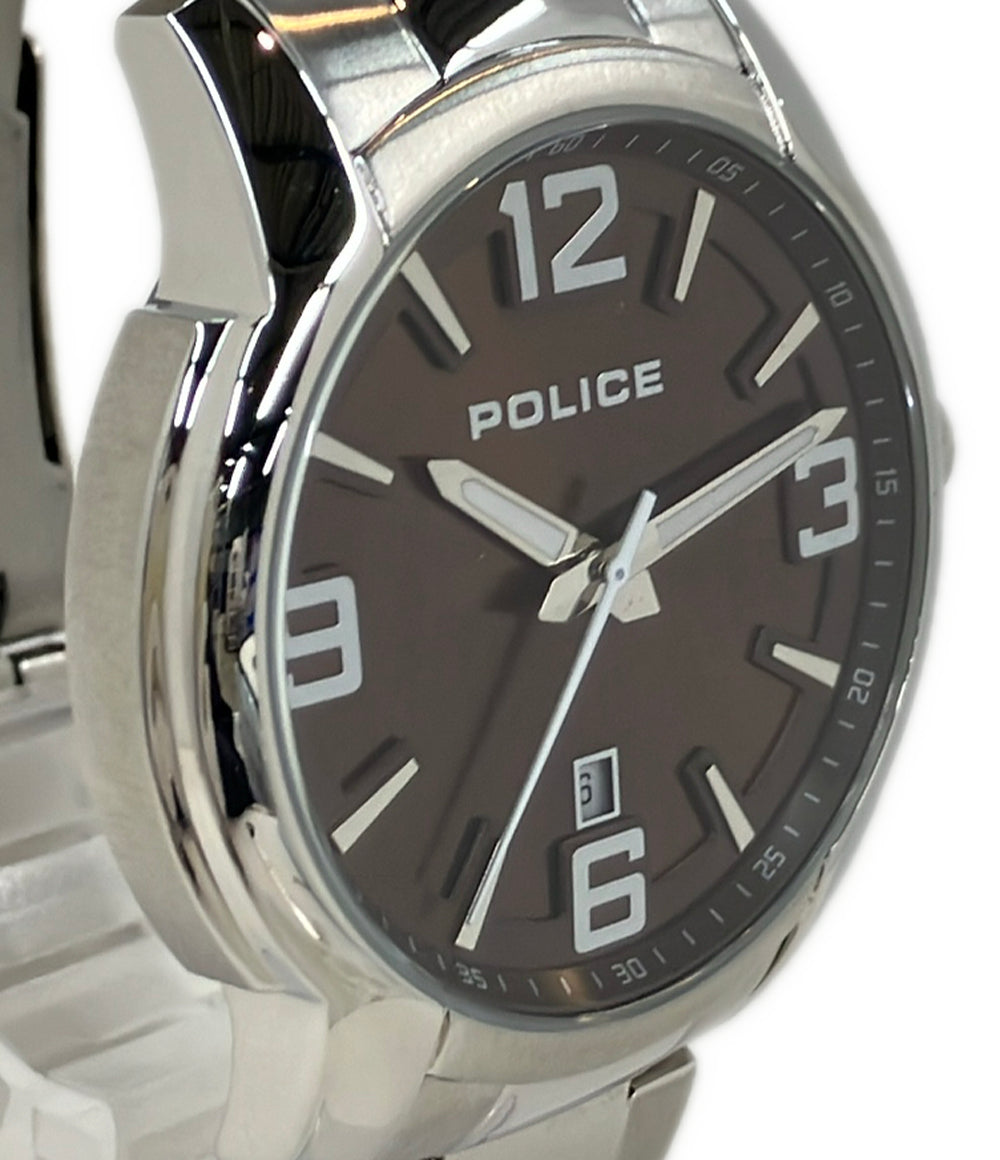 美品 POLICE 腕時計 クオーツ ブラウン系 15292J メンズ ポリス