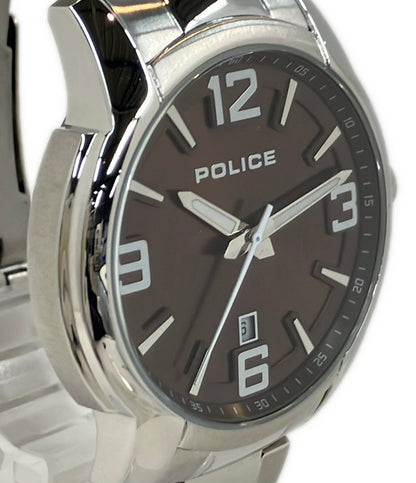美品 POLICE 腕時計 クオーツ ブラウン系 15292J メンズ ポリス