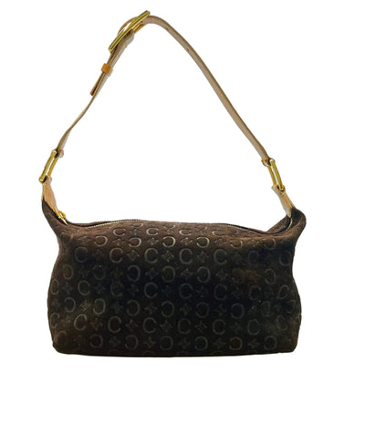 CELINE スエード ショルダーバッグ 肩掛け Cマカダム MC00 2 レディース セリーヌ