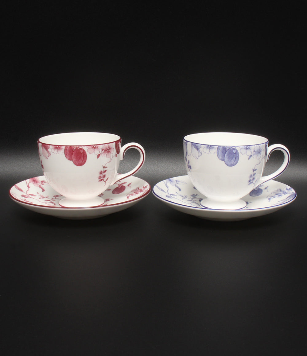 美品 WEDGWOOD カップ＆ソーサー プレート 皿 18cm 4点セット ワインプラム ブループラム ウエッジウッド