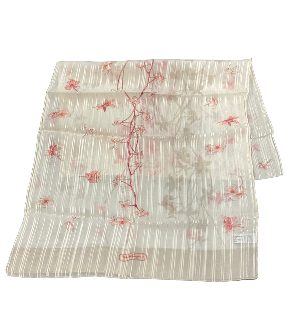 美品 Salvatore Ferragamo ストール シルク100% 花柄 レディース サルヴァトーレフェラガモ