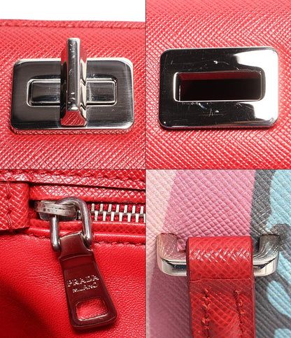 プラダ レザートートバッグ シルバー金具 リアーナ Pink Girlフェイス アート サフィアーノ  ALABASTRO B2710X レディース PRADA