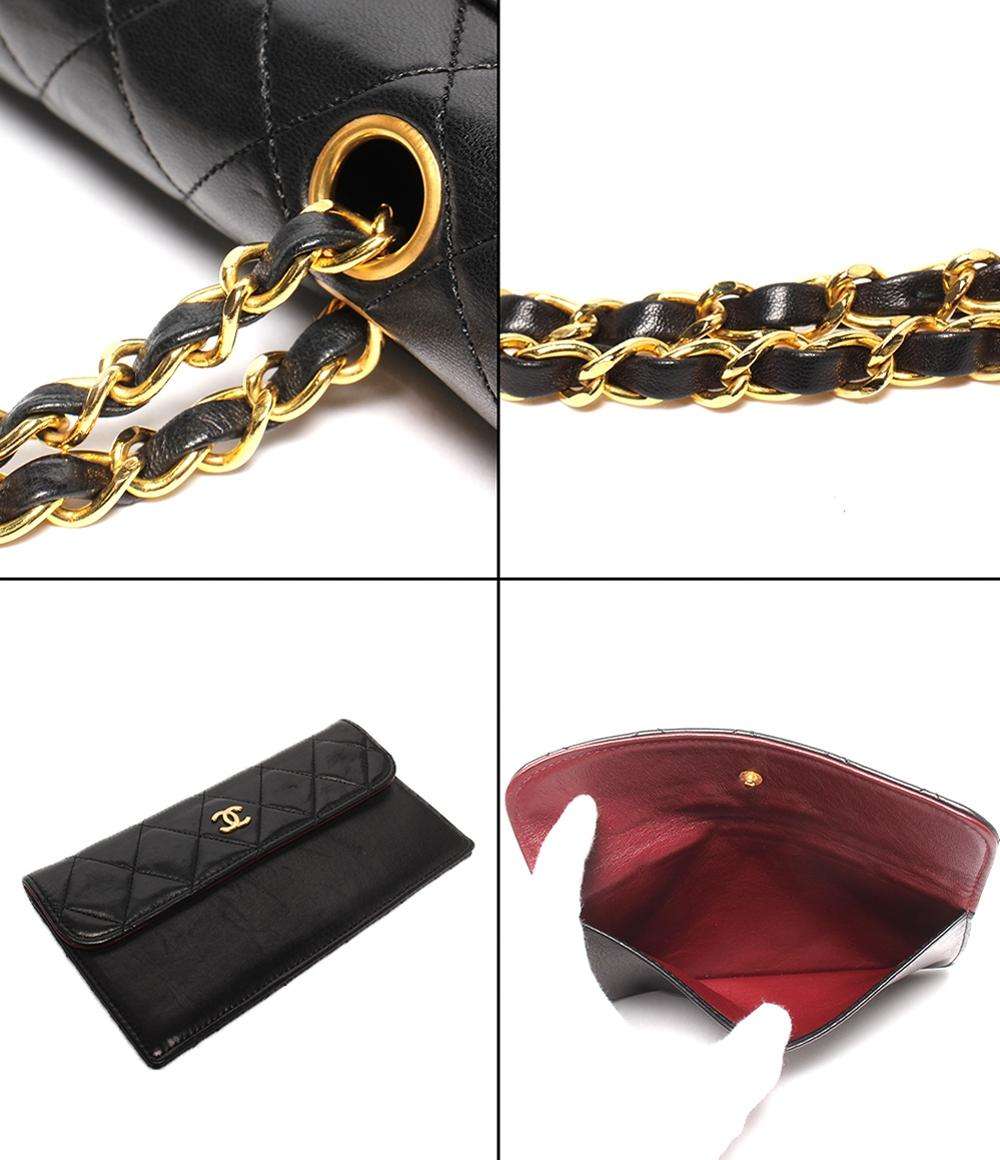 CHANEL ショルダーバッグ ダブルチェーン シングルフラップ ゴールド金具 ラムスキン 肩掛け マトラッセ メンズ シャネル