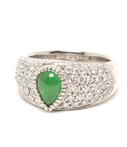 リング 指輪 K18WG エメラルド 1.022ct ダイヤ 1.386ct レディース SIZE 15号