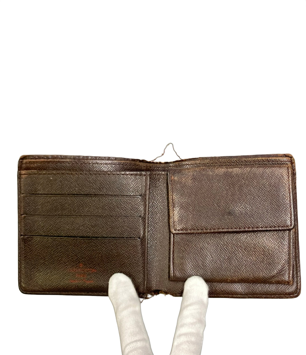 訳あり LOUIS VUITTON 二つ折り財布 ポルトフォイユ マルコ ダミエ