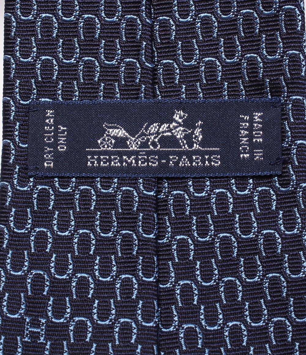 美品 HERMES ネクタイ シルク100％ 馬蹄柄 メンズ エルメス