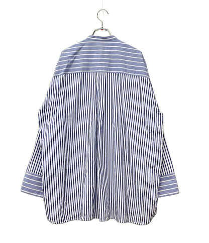 nagonstans 長袖シャツ スタンドカラー オーバーサイズ ストライプ柄 470GS830-0290 レディース SIZE M ナゴンスタンス
