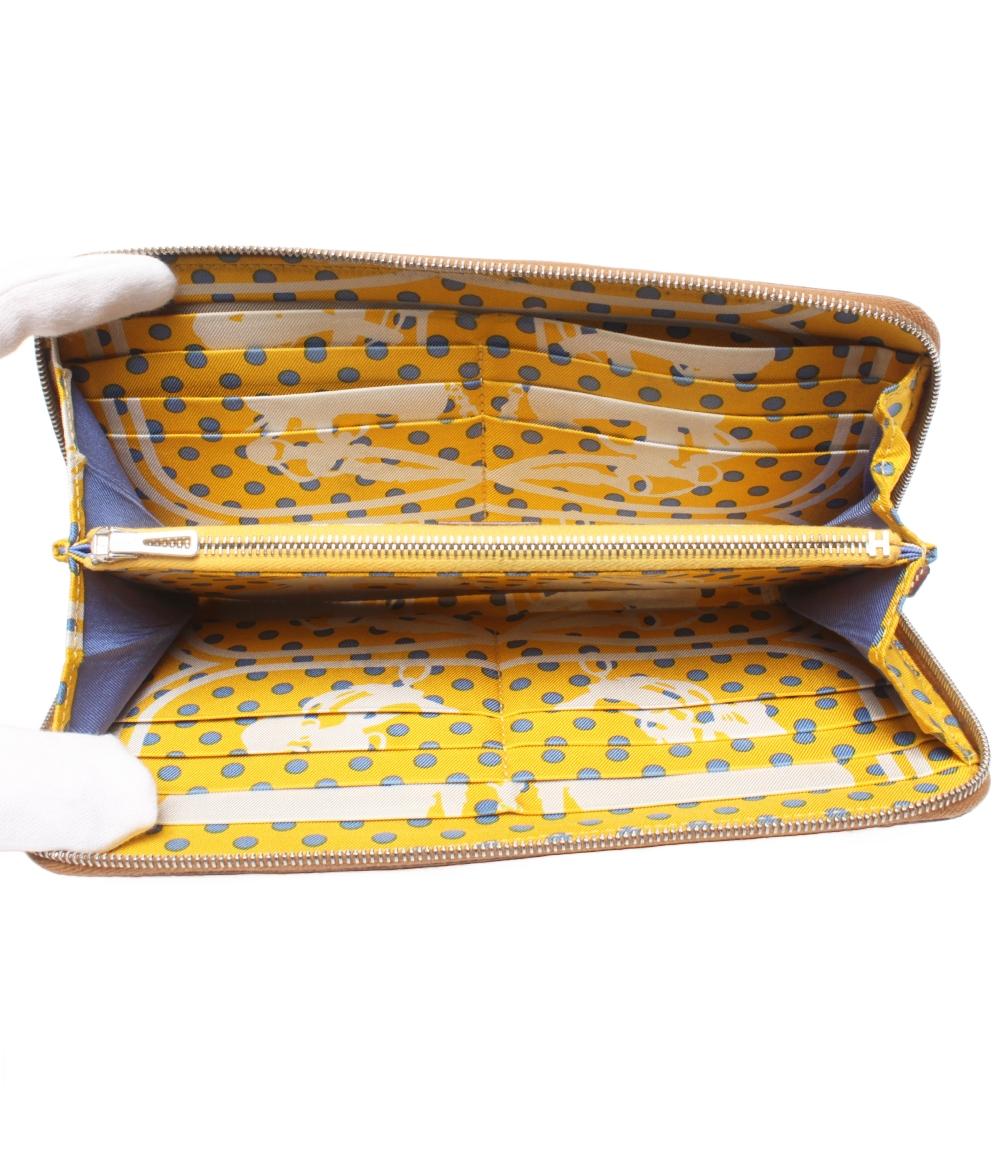 HERMES ラウンドファスナー長財布 C刻印 シルバー金具 シルクイン アザップロング レディース エルメス