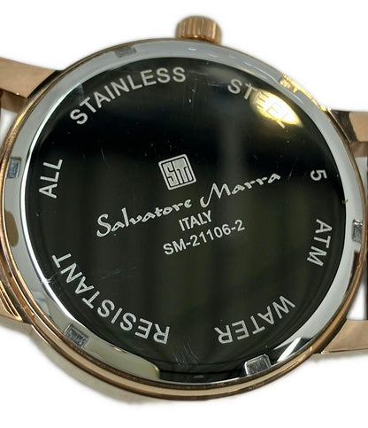 美品 Salvatore Marra 腕時計 ムーンフェイズ クオーツ ホワイト SM-21106-2 メンズ サルバトーレマーラ
