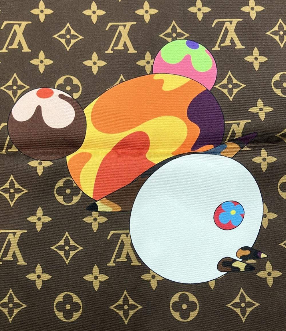 美品 LOUIS VUITTON スカーフ シルク100% LV×TM カレ70 スーパーフラット モノグラム M96274 レディース ルイ・ヴィトン