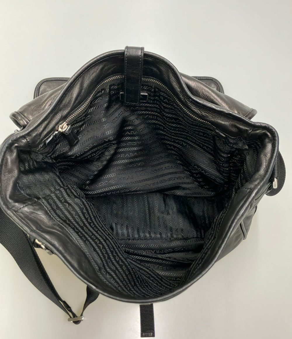訳あり PRADA メッセンジャーバッグ ショルダーバッグ 斜め掛け レザー メンズ プラダ
