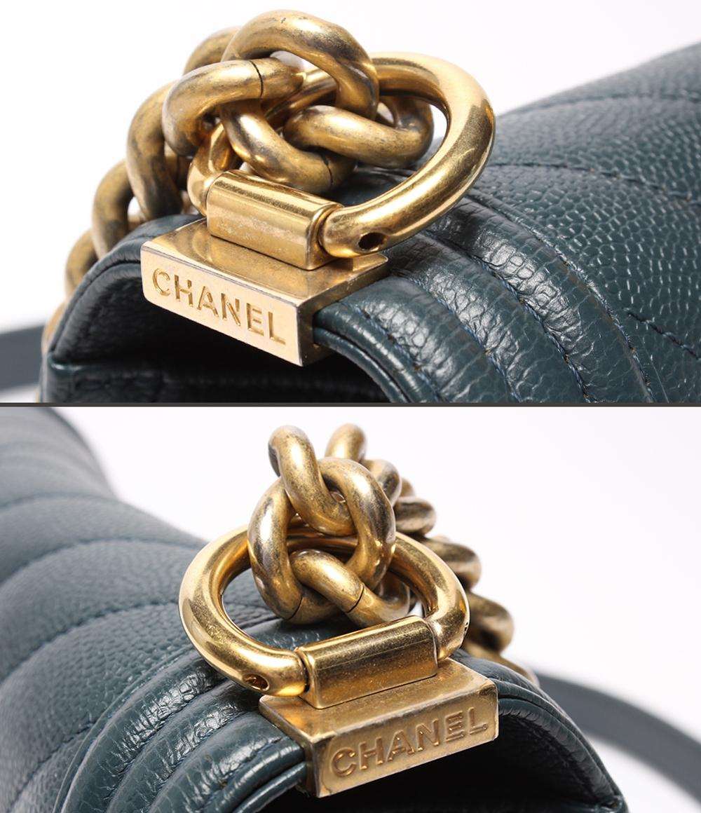 CHANEL チェーンショルダーバッグ ボーイシャネル25 ゴールド金具 Vステッチ キャビアスキン レディース シャネル