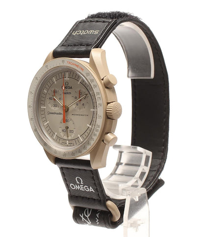 美品 Swatch OMEGA 腕時計 スピードマスター クオーツ S033C100 ユニセックス スウォッチ オメガ