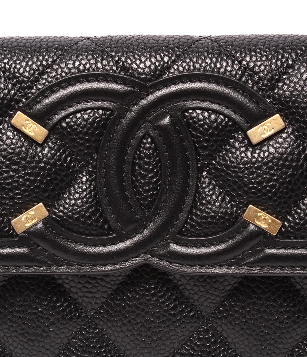美品 CHANEL 長財布 キャビアスキン ゴールド金具 CCフィリグリー レディース シャネル