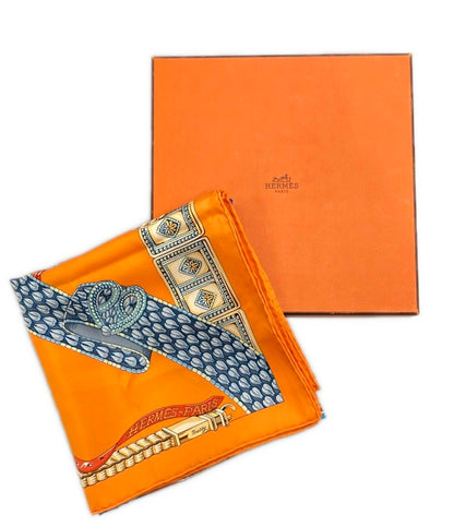 美品 HERMES スカーフ シルク100% カレ90 Ceintures et Liens レディース エルメス