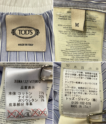 トッズ  長袖シャツ ストライプシャツ レザーフラワーデザイン      レディース SIZE M  TOD’S