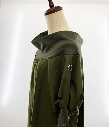 BORDERS at BALCONY ボーダーズ アット バルコニー 半袖ワンピース カーキ レディース SIZE 36