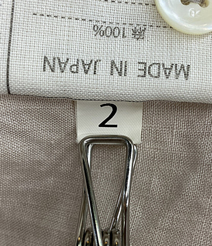 フォーティーファイブアールピーエム  開襟シャツ 長袖 リネン100 ベージュ      メンズ SIZE 2  45RPM