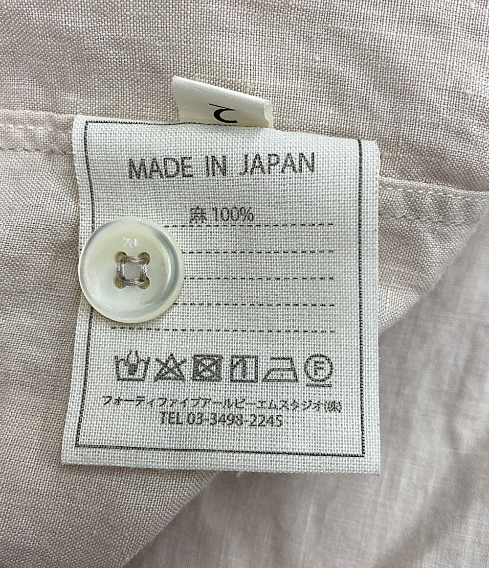 フォーティーファイブアールピーエム  開襟シャツ 長袖 リネン100 ベージュ      メンズ SIZE 2  45RPM