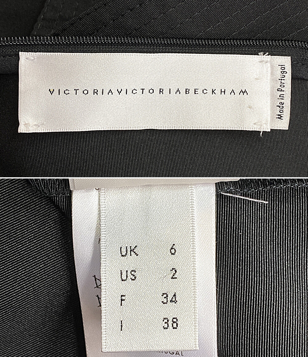 VICTORIAVICTORIABECKHAM ヴィクトリアヴィクトリアベッカム 半袖ワンピース ブラック レディース SIZE UK 6