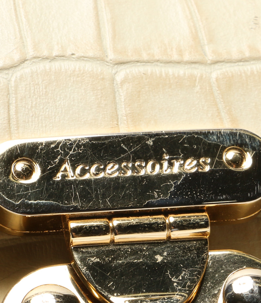 アクセソワ 長財布 ハンドル付 アイボリー型押し      レディース   accessoires