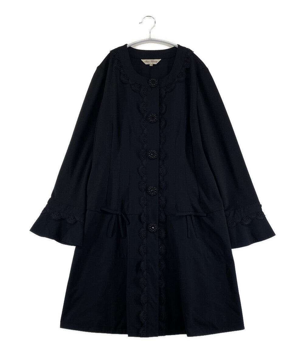 スーパービューティ 長袖ワンピース ブラック レース刺繍 レディース SIZE 42 Super Beauty